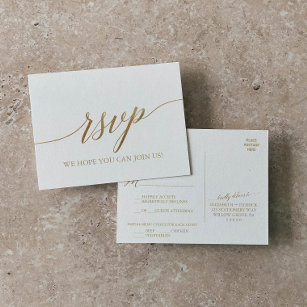 Keuze uit RSVP-Briefkaart in Elegant Gold Calligra Uitnodiging Briefkaart