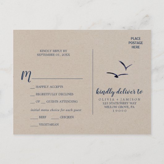 Keuze uit RSVP-Briefkaart in het Kraft Rocky Mount Uitnodiging Briefkaart (Achterkant)