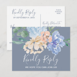 Keuze uit RSVP-Briefkaart in het menu Dusty Blue F