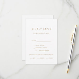 Keuze uit RSVP-kaart voor Chic Gold Typography Men RSVP Kaartje