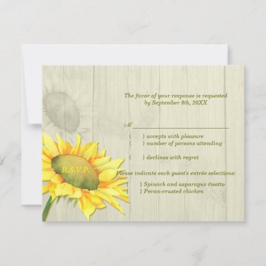 Keuze uit RSVP - Sunflower Wedding Menu (Voorkant)