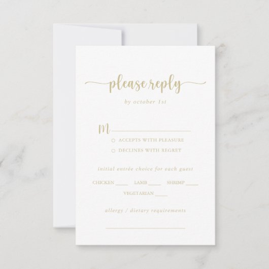 Keuze uit RSVP van het menu Gold Calligraphy Weddi (Voorkant)