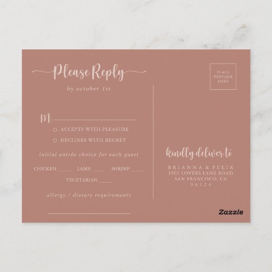 Keuze uit RSVP van het menu Terracotta (Achterkant)