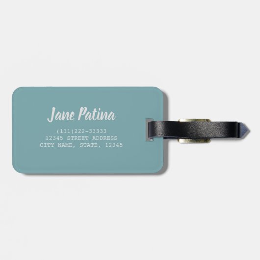 Keuze uit Turquoise Copper Patina-structuur Bagagelabel (Achterkant horizontaal)