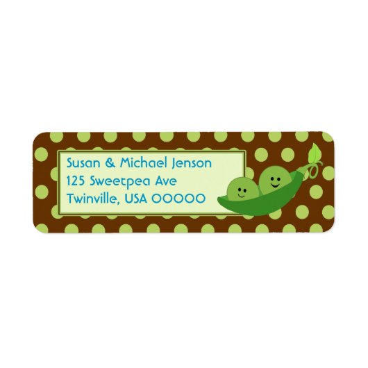 Keuze uit tweelingjongens retouradres etiket (Voorkant)