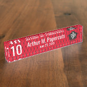 Keuze van 10 jaar op jaarwisseling voor werknemers naambordje (Zijkant)