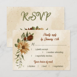 keuze van de bijtende terracotta florale botanisch RSVP kaartje