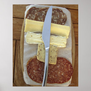 Keuze van de gourmet-kaas en gesneden vlees poster