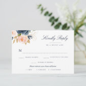 keuze van de RSVP-kaart voor marineroze en bloesme RSVP Kaartje (Staand voorkant)