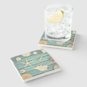 Keuze van de zeeschelpen stenen onderzetter (Zijkant)