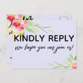 Keuze van het menu Boho Flowers RSVP Lavender Brie (Voorkant / Achterkant)