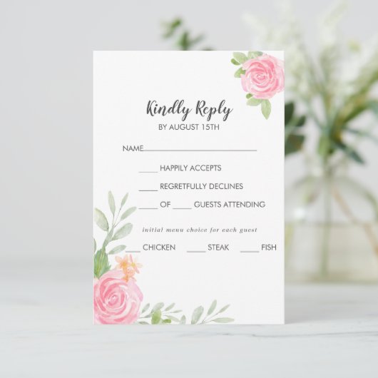 Keuze van het menu Spring Peony Weddenschap RSVP-k (Staand voorkant)