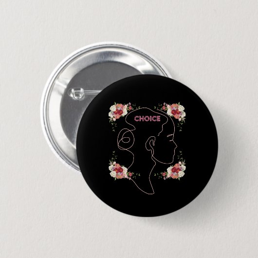 KEUZE VAN VROUW Floral Silhouette Design Button (Voorkant /achterkant)