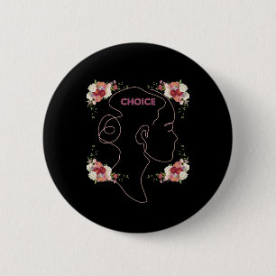 KEUZE VAN VROUW Floral Silhouette Design Button