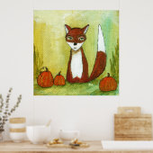 Keuzen maken Whimsical Woodland Fox Art Painting Poster (Keuken)