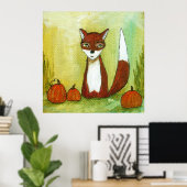 Keuzen maken Whimsical Woodland Fox Art Painting Poster (Thuiskantoor)
