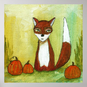 Keuzen maken Whimsical Woodland Fox Art Painting Poster