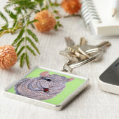 Keuzig Nibbling Chinchilla Painting Sleutelhanger (Zijkant)