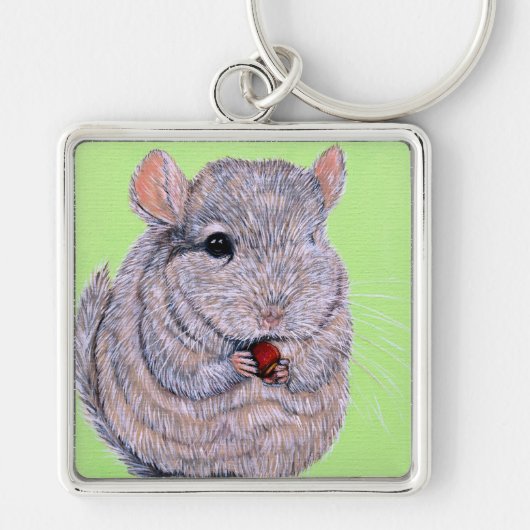 Keuzig Nibbling Chinchilla Painting Sleutelhanger (Voorkant)