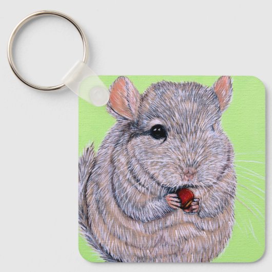 Keuzig Nibbling Chinchilla Painting Sleutelhanger (Voorkant)