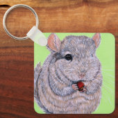 Keuzig Nibbling Chinchilla Painting Sleutelhanger (Voorkant)