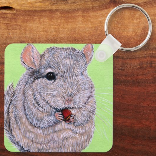 Keuzig Nibbling Chinchilla Painting Sleutelhanger (Achterkant)