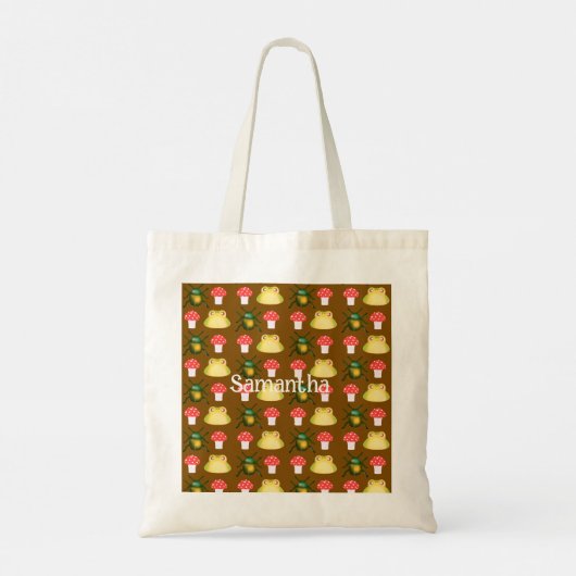 Kever bug, kikker en paddenstoel tote bag (Achterkant)