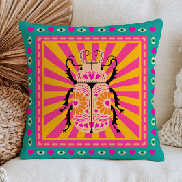 Kever Insect met Hartpatroon Retro Maximalist Kussen