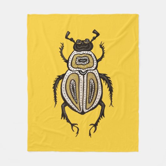 Kever Yellow Insect Art Fleece Deken (Voorkant)