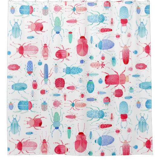 Kevers en insecten Leuke Waterverf Douchegordijn (Voorkant)