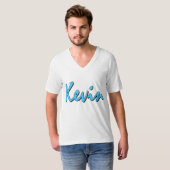 Kevin (blauw op wit) t-shirt (Voorkant volledig)