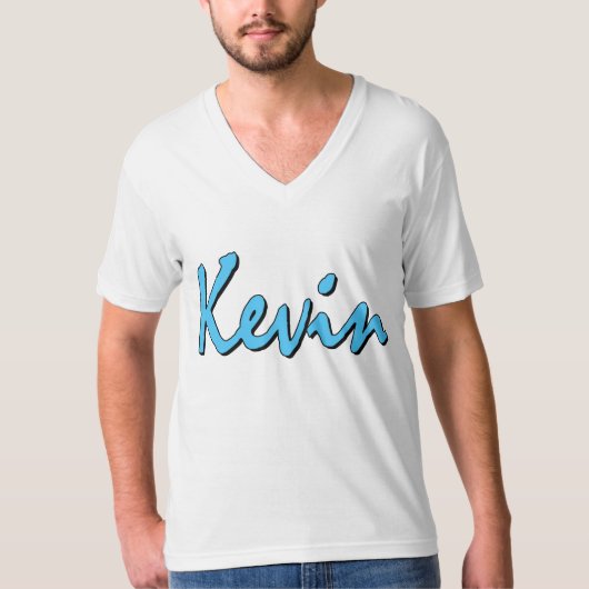 Kevin (blauw op wit) t-shirt (Voorkant)