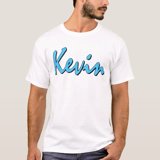 Kevin (blauw op wit) t-shirt (Voorkant)