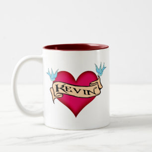 Kevin - Custom Heart Tattoo T-shirts & cadeaus Tweekleurige Koffiemok