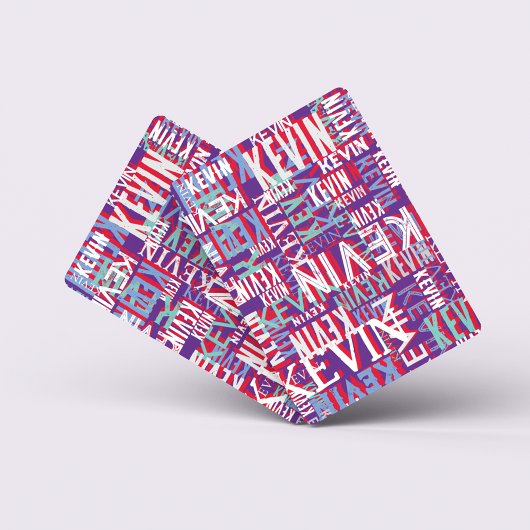 Kevin Custom Name Herhaalde moderne Paarse kleur Pokerkaarten