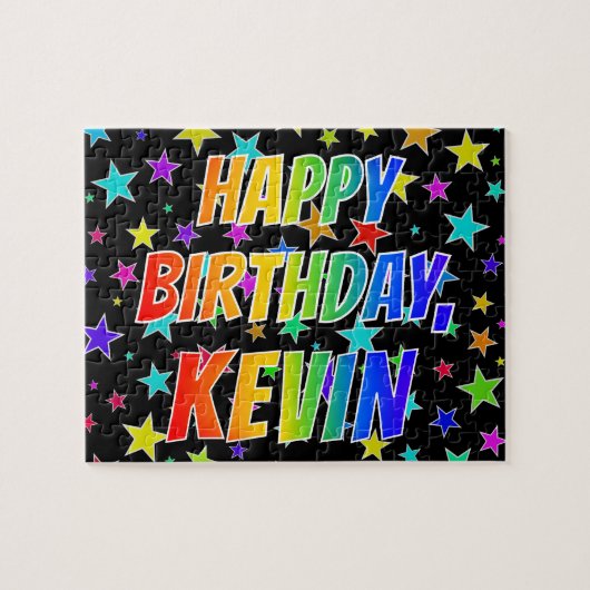 "KEVIN" First Name, Fun "HAPPY BIRTHDAY" Legpuzzel (Horizontaal)