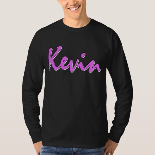 Kevin Pink Logo Long Meve T-shirt (Voorkant)