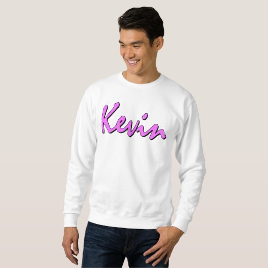Kevin Pink Logo on White Sweatshirt (Voorkant volledig)