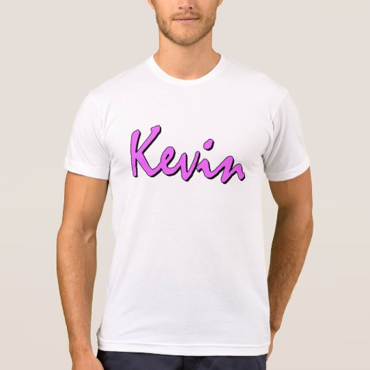 Kevin Pink Logo op Crew nek T shirt (Voorkant)