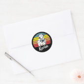 Kevin Retro Sunset Round Ronde Sticker (Envelop)
