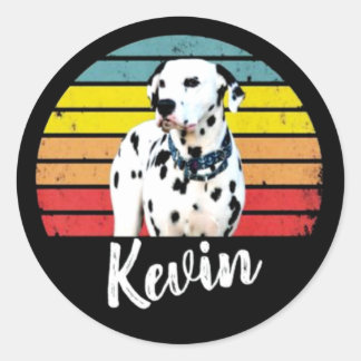 Kevin Retro Sunset Round Ronde Sticker