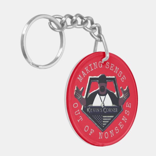 Kevin's Corner Logo met de Amerikaanse vlag Sleutelhanger (Voorkant Links)