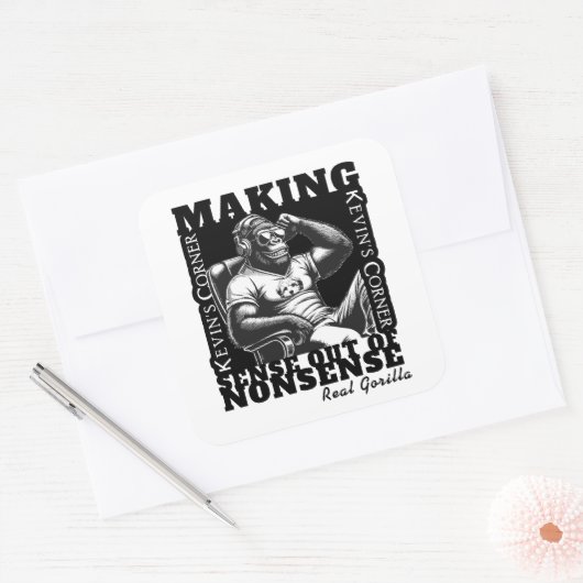 Kevin's Corner Politiek Commentaar Real Gorilla Vierkante Sticker (Envelop)