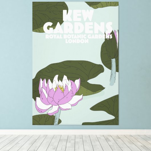 Kew Gardens London reisposter Canvas Afdruk (Insitu (Houten vloer))