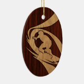 Kewalos Hawaiian Surfer Faux Wood Keramisch Ornament (Rechts)