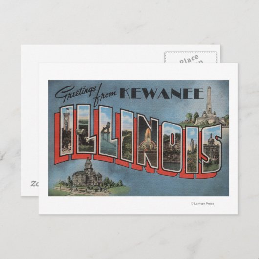Kewanee, Illinois - Large Letter Scenes Briefkaart (Voorkant / Achterkant)