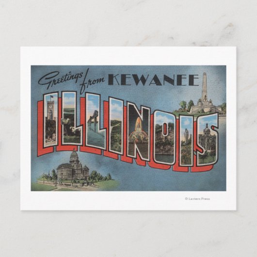 Kewanee, Illinois - Large Letter Scenes Briefkaart (Voorkant)
