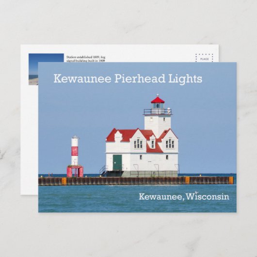 Kewaunee Pierhead Post Card Briefkaart (Voorkant / Achterkant)