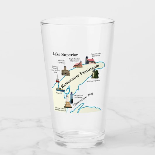 Keweenaw Peninsula vuurtoren Glas (Voorkant)