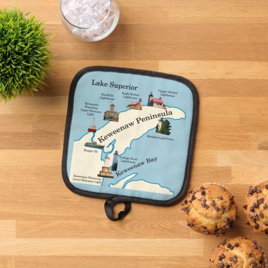 Keweenaw Peninsula Vuurtorens pot houder (Top down)